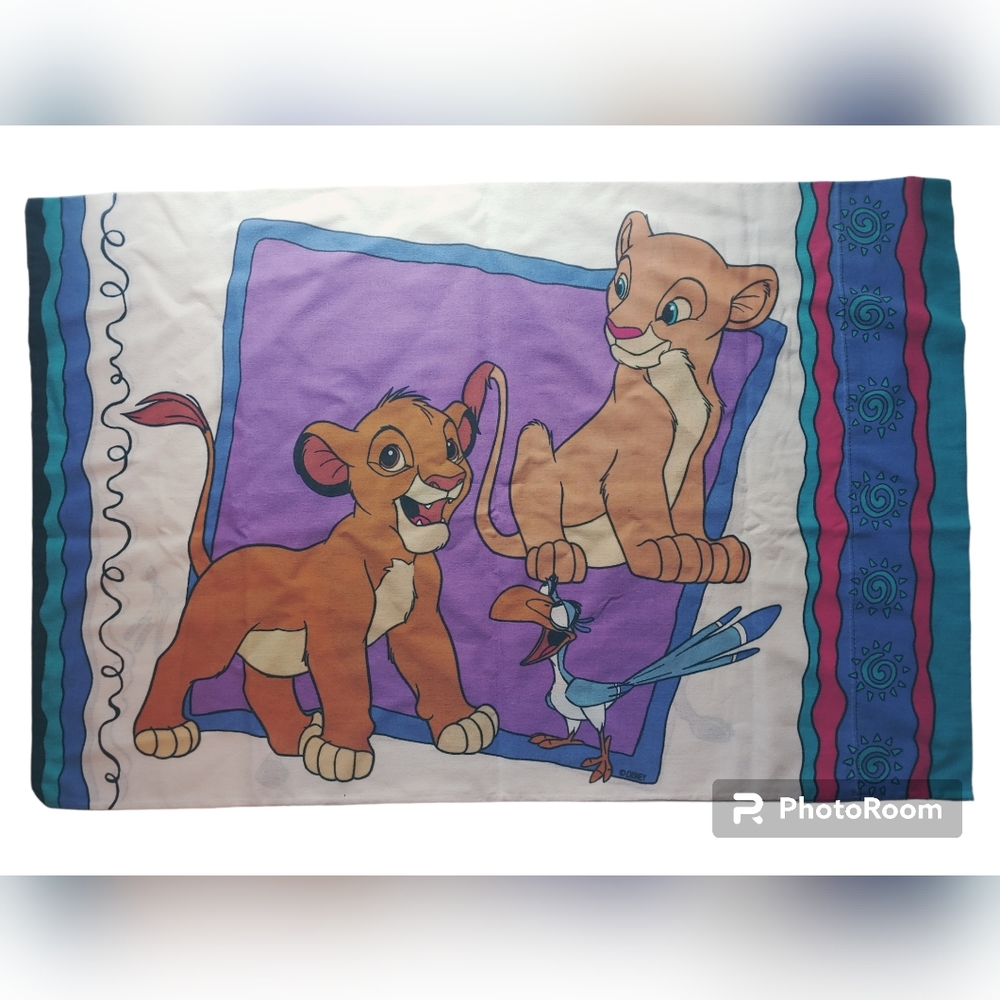 Vintage 90s The Lion King Pillow Case Walt Disney Timon Pumba Nala Simba